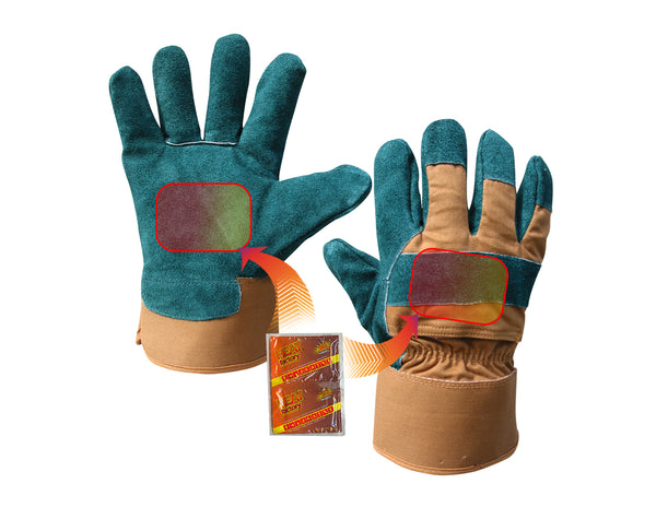 Green/Brown  Heated Utility Gloves- 2 pockets for Heat Factory warmers