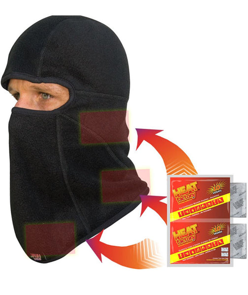 Heat Factory took the traditional balaclava design and added pockets over the ears, chest and back of the neck to accommodate Heat Factory Warmers. One pair Heat Factory handwarmers included.  Made in USA
