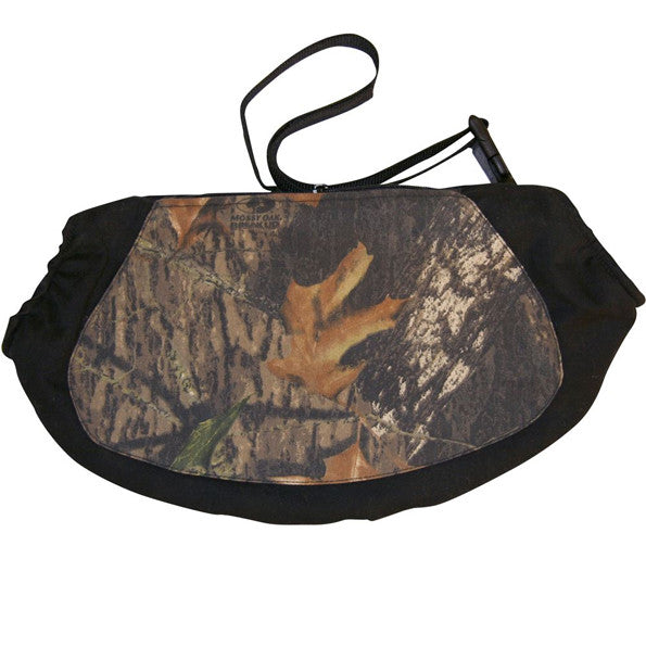 Camo Fleece lined Hand warmer Muff has easy angled openings for the hands. The front zipper pocket can be used to store items or for added warmth by placing Heat Factory Warmers in it. Great way to keep your hands warm.