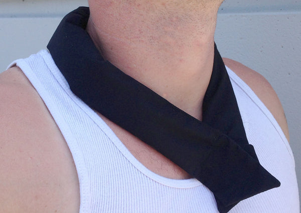Black Cool Wrap Bandana keeps your head, neck and body cool during hot summer days. Just soak the Bandana Wrap in cold water for 5-10 minutes and wear around your neck or head. DO NOT over soak. Cooling Bandana Scarf
