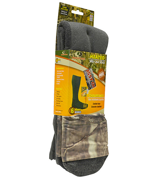 Heat Factory’s Sportsman’s Mid Calf Sock is the preferred choice of hunters and fishermen. Heat Factory’s wool blend mid calf sock features a pocket over the toes to hold Heat Factory Foot Warmers. Each pair of socks includes one pair of Heat Factory Footwarmers.