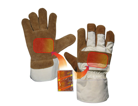 Brown/Tan  Heated Utility Gloves- 2 pockets for Heat Factory warmers