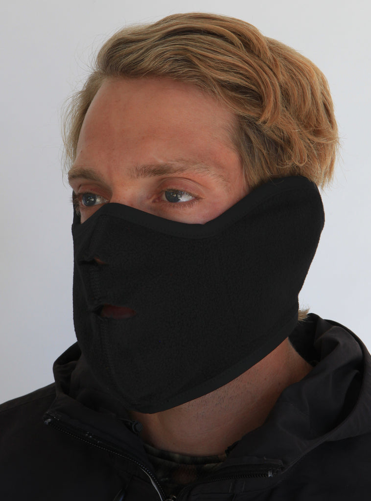 Black wind & water resistant heated facemask