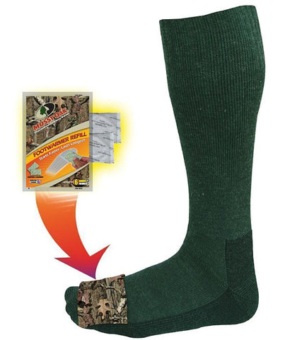 Heat Factory’s Sportsman’s Mid Calf Sock is the preferred choice of hunters and fishermen.  Heat Factory’s wool blend mid calf sock features a pocket over the toes to hold Heat Factory Foot Warmers. Each pair of socks includes one pair of Heat Factory Footwarmers. 